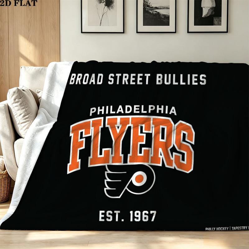 Philadelphia Flyers Logo Print Flannel Blanket High Quality Warm Comfortable Cover for All Seasons Perfect for Gifts Home Decor