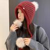 Вязаная шапка с бахромой Женская новая зимняя утолщенная теплая ветрозащитная шапка-пуловер с защитой ушей