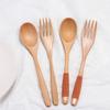 Wooden 2PCS Rice Kitchen Supplies Utensil Soups Fork Dinnerware Sets Spoon Tableware