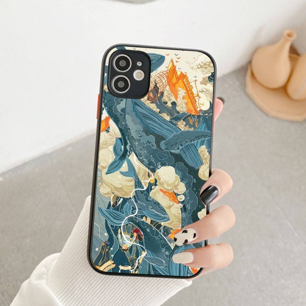 Classic Marine Animal Whale Phone Case For IPhone 14 11 12 13 Mini Pro Max 8 7 Plus X XR XS MAX Translucent Matte Cover