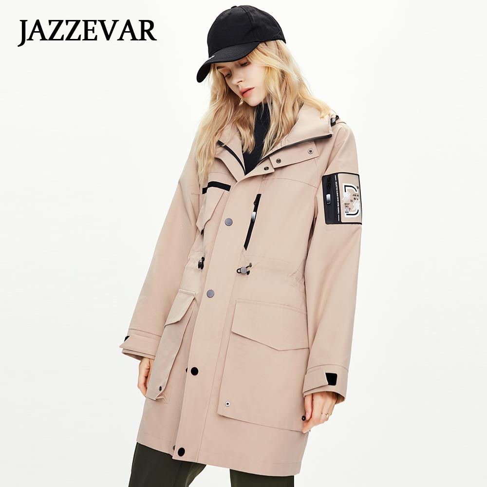 JAZZEVAR Женская ветровка Ins, красивое рабочее пальто средней длины, длинная хлопковая куртка Синьцзян