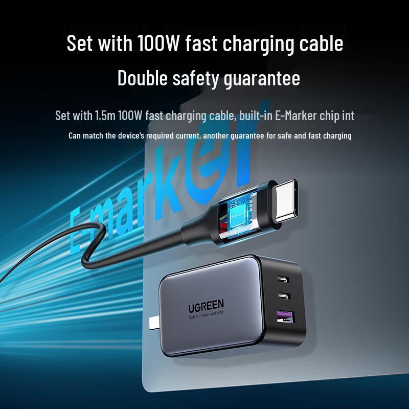 Ugreen Комплект 65 Вт GaN многопортового USB-C зарядного устройства для ноутбука