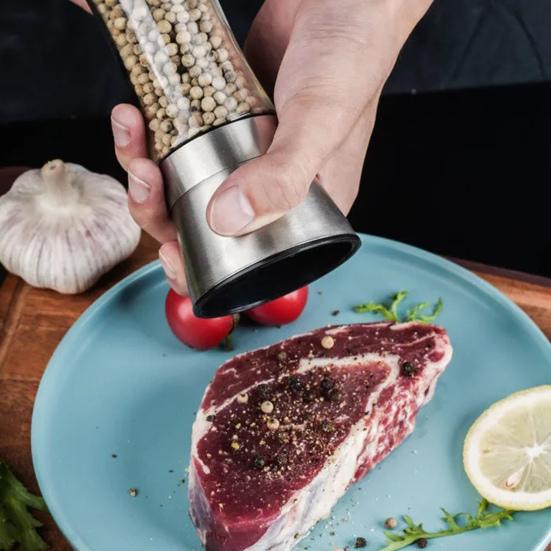Pepper Mill Labor-saving Cooking Accessories Stainless Steel 2-in-1 Portable Spice Crusher Bottle Pepper Mill Durable Cookware