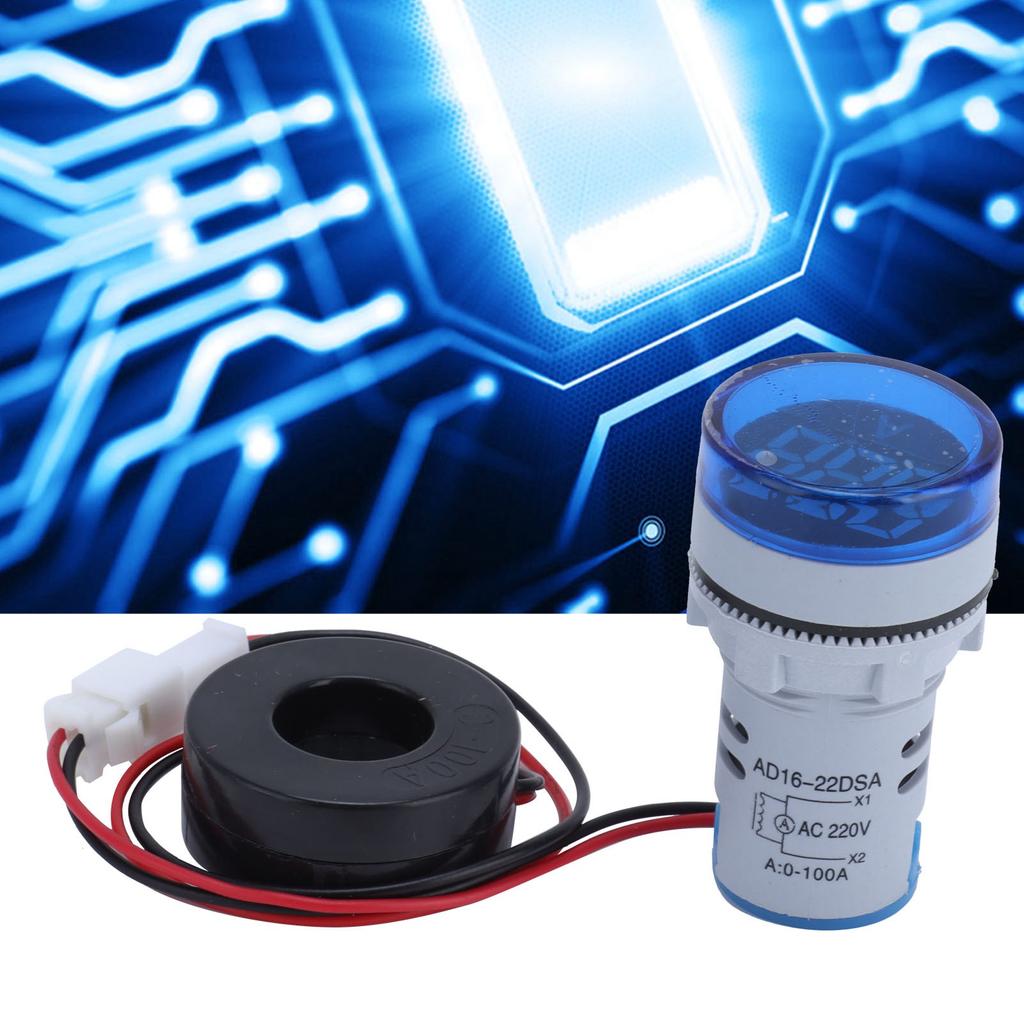 Digital Current Meter Ammeter Signal Indicator Lamp Light AC 220V AD16‑22DSA