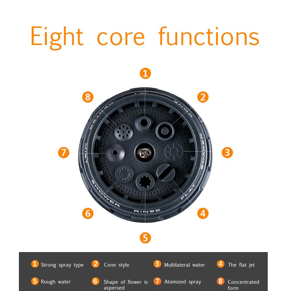 Садовый шланг Насадка Распылитель Ручной Душ 8 Регулируемый Рисунок Полива Ручной Распылитель Высокого Давления