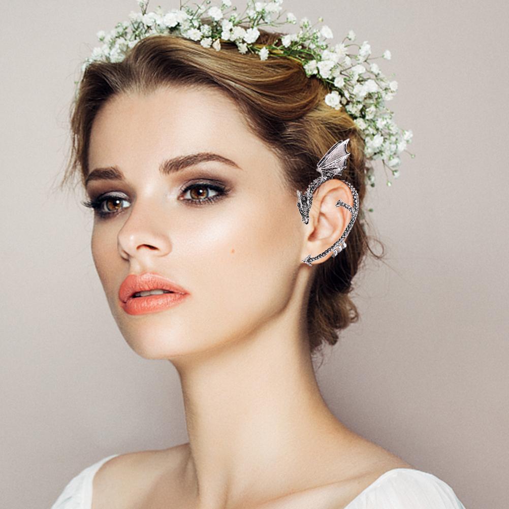 3 Pcs Gothic Punk Ear Clip Wrap Earring Metal Dragon Ear Cuff Clip Earring Retro Animal Non Piercing Wrap Clip Earring