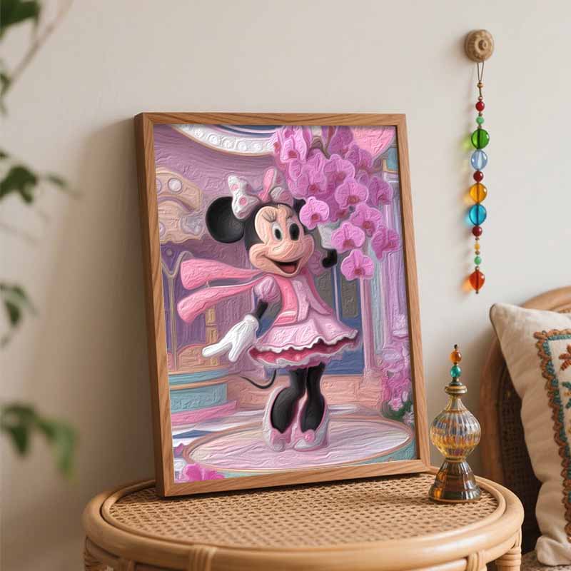 Disney Minnie Mouse Orchid Paint By Number Kit Drawing Canvas DIY Picture Home Decor Disney Art Craft Gift Wall Painting Decor Set