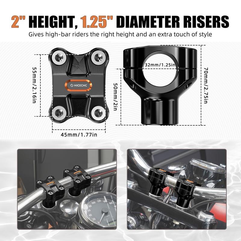 Для Harley Dyna Street Bob FXDB 2006-2017 2-дюймовые подъемы руля Super Glide FXD Low Rider FXDL Fat Bob FXDF Wide Glide 1,25-дюймовый руль