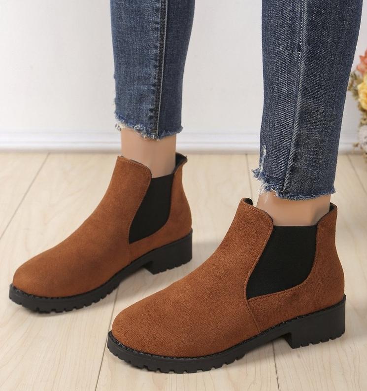 Новые зимние повседневные и удобные черные сексуальные элегантные теплые короткие сапоги на толстой подошве с круглым носком для женщин 2024 г.