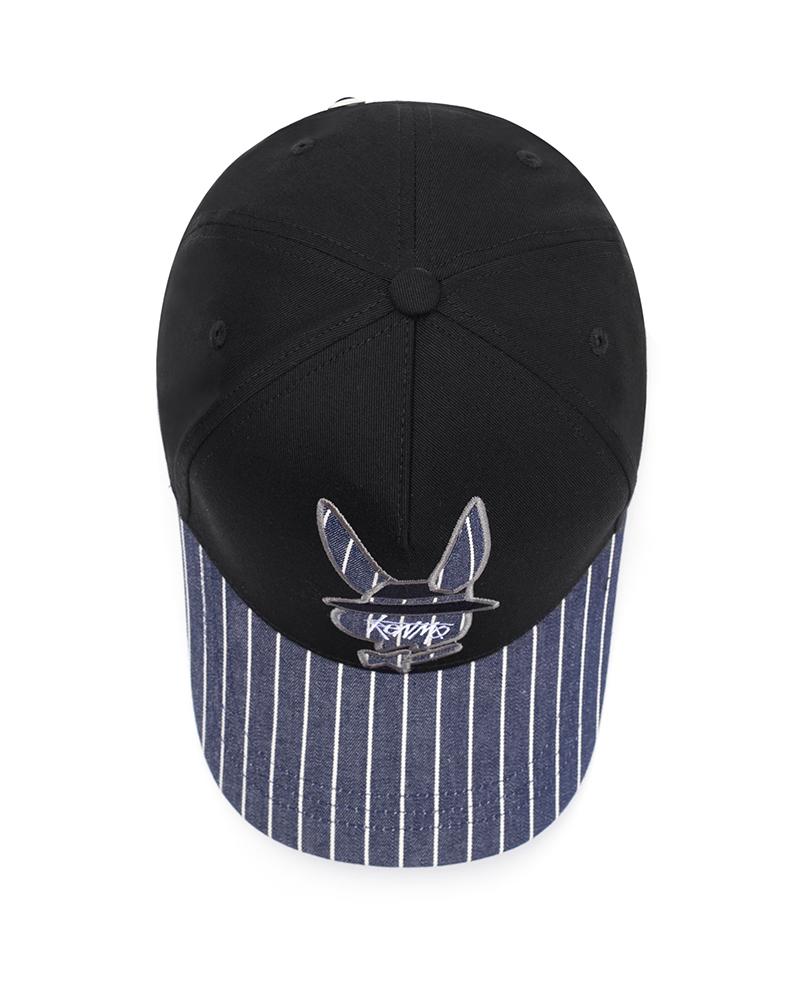 KENMO Striped Splicing Gentleman Rabbit Outdoor Street Fashion Hip Hop Men and Women Adjustable Duck Tongue Baseball