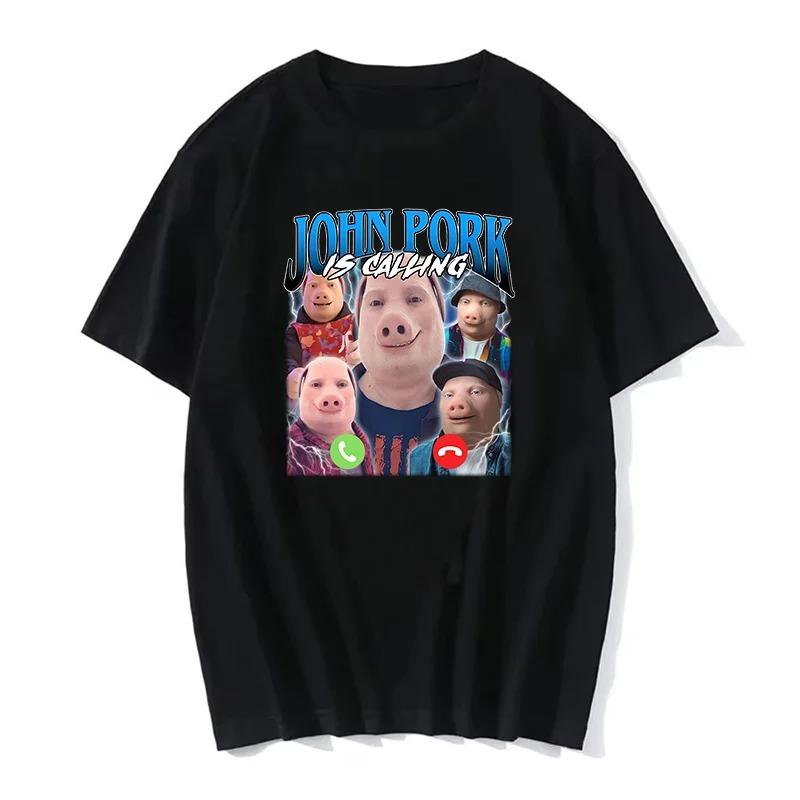 Смешная футболка с надписью John Pork Is Calling Answer Call Phone для женщин, свиные топы, футболка, готическая хип-хоп футболка, уличная одежда