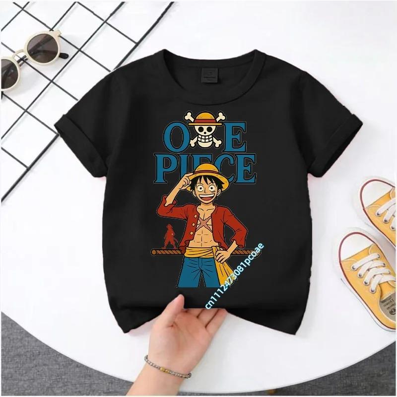 Мальчишеская толстовка One Piece 2026 - Детский повседневный топ с коротким рукавом - Летний с мультяшным принтом