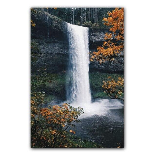 Пейзаж Картина Маслом Лес Водопад Река Красивая Природа Пейзажи Холст Картина Офис Коридор Украшение Дома Фреска Без Рамки