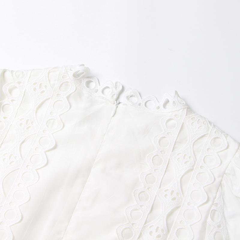 2025 Summer Women's Palace Style Solid Color Lace Ruffled Long Sleeve Dress