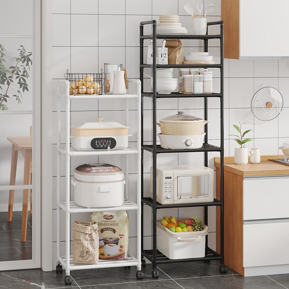 Multi-Layer Kitchen Rack Floor Standing Bathroom Storage Shelves Without Punching Holes Household Multi Layer Kitchen Storage