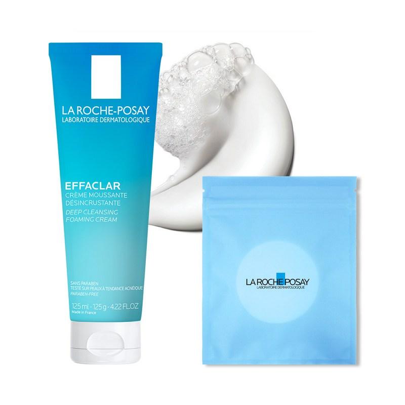 La Roche-Posay Effaclar Deep Cleansing Foaming Cream + 30 Cotton Pads Set, 125ml, 1 pcs