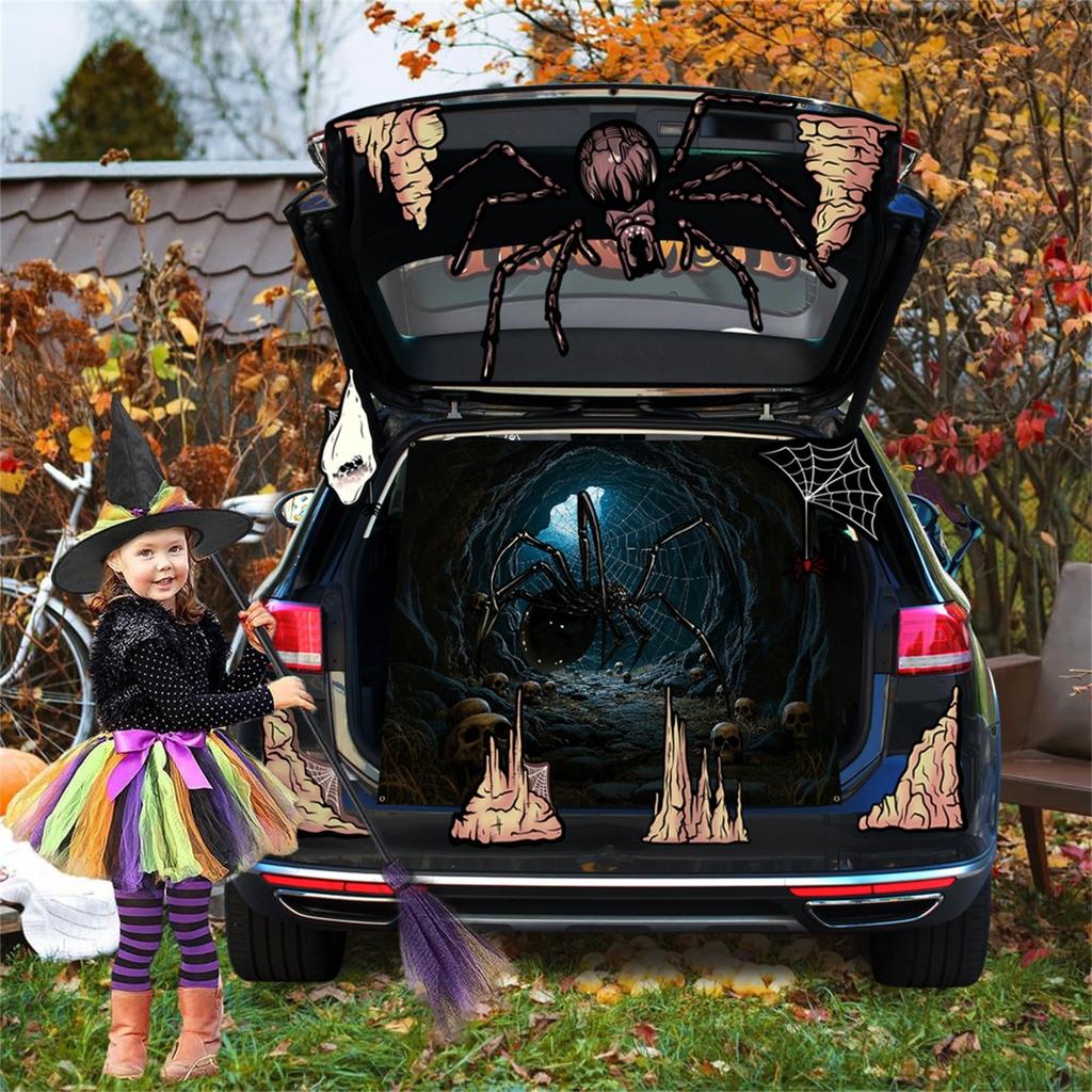 Набор для украшения багажника или украшений - Хэллоуинские украшения для автомобиля, страшная наклейка с лицом ведьмы, декор для автомобиля для улицы, гаражной арки, двери, стены, окна, дома с привидениями