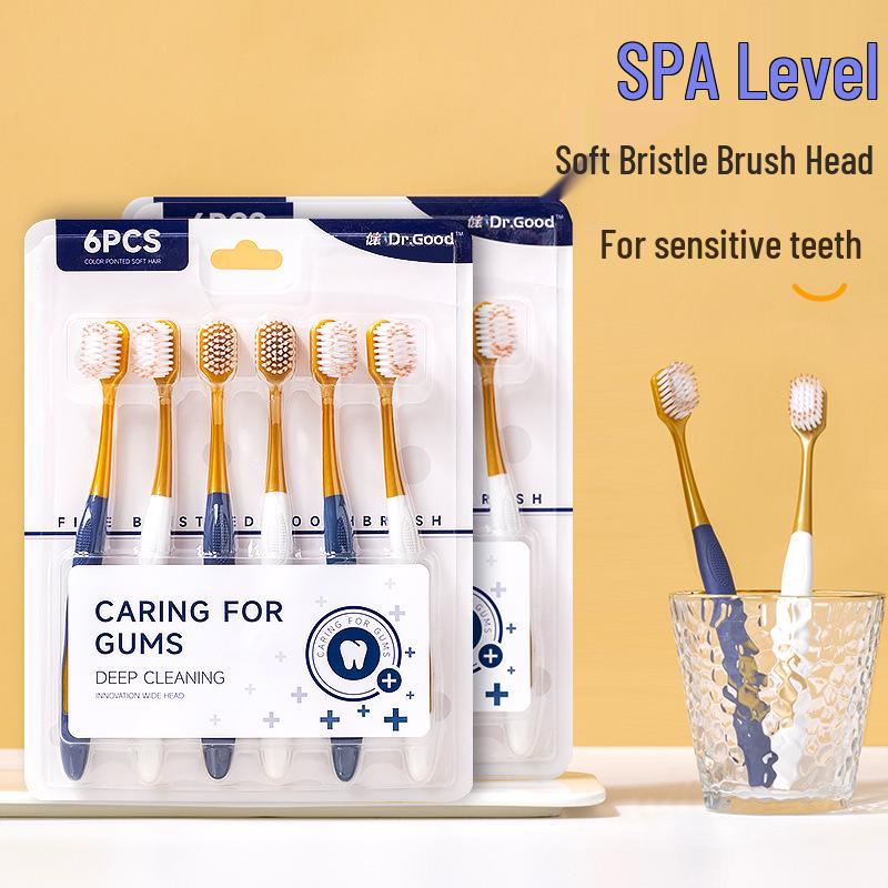 Sam's Club Зубная щетка для взрослых с мягкой щетиной и широкой головкой, 6 шт., Высокая плотность, Мягкий шелк