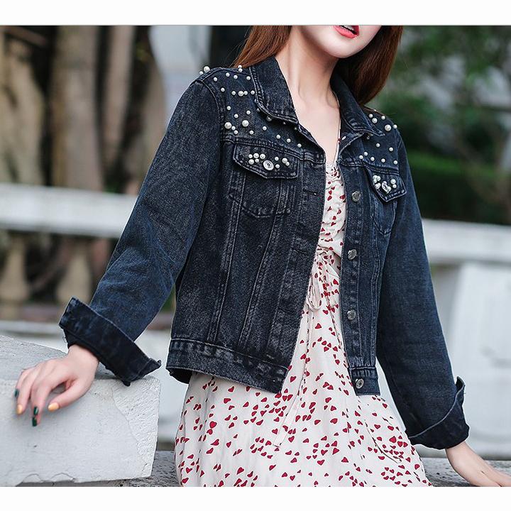 Женская короткая джинсовая куртка Куртка Свободные джинсовые куртки весна-осень