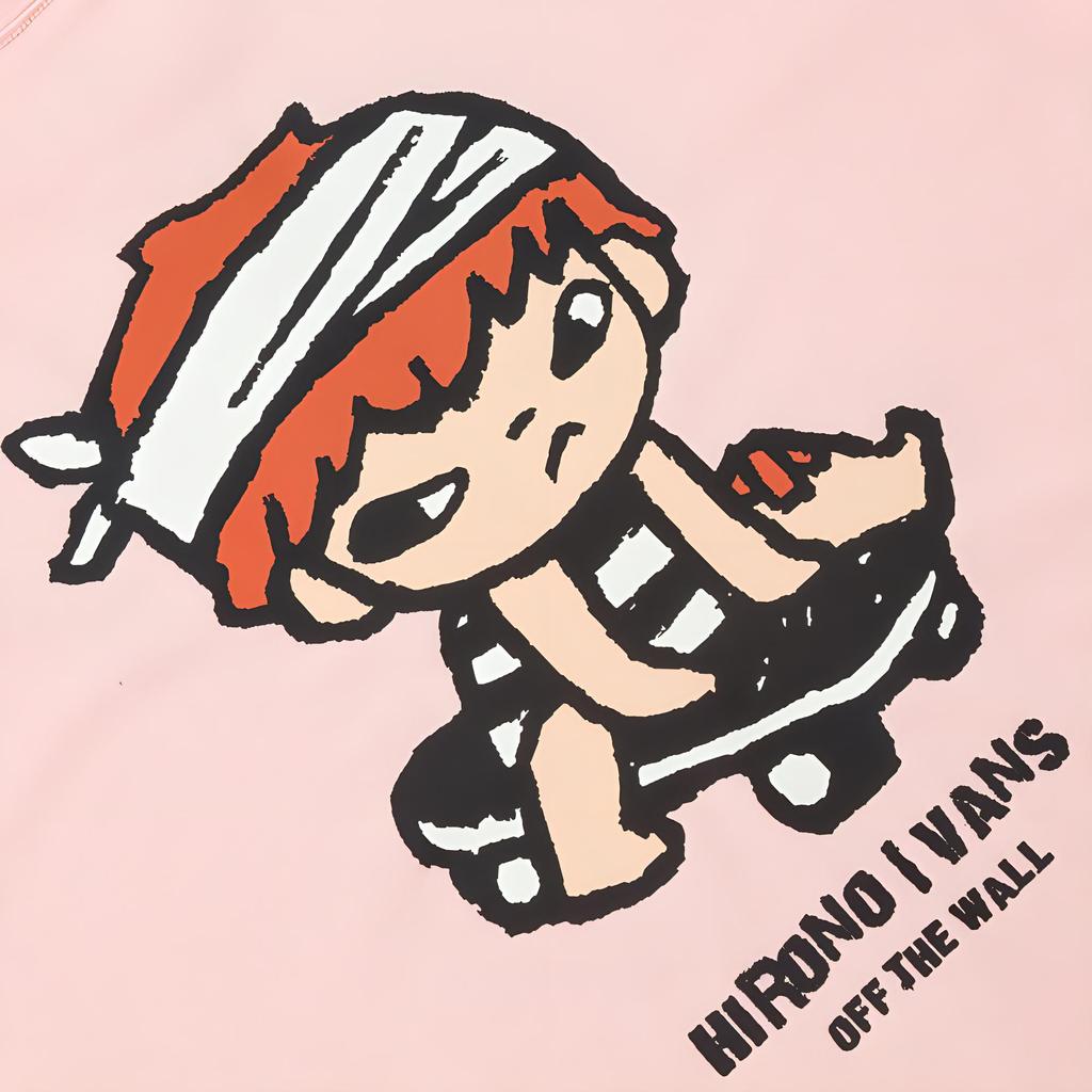 Vans X Hirono Collaboration SS24 Brand Logo Удобная круглая горловина Dopamine короткий рукав футболка женская футболка розовая VN000K9WCHN