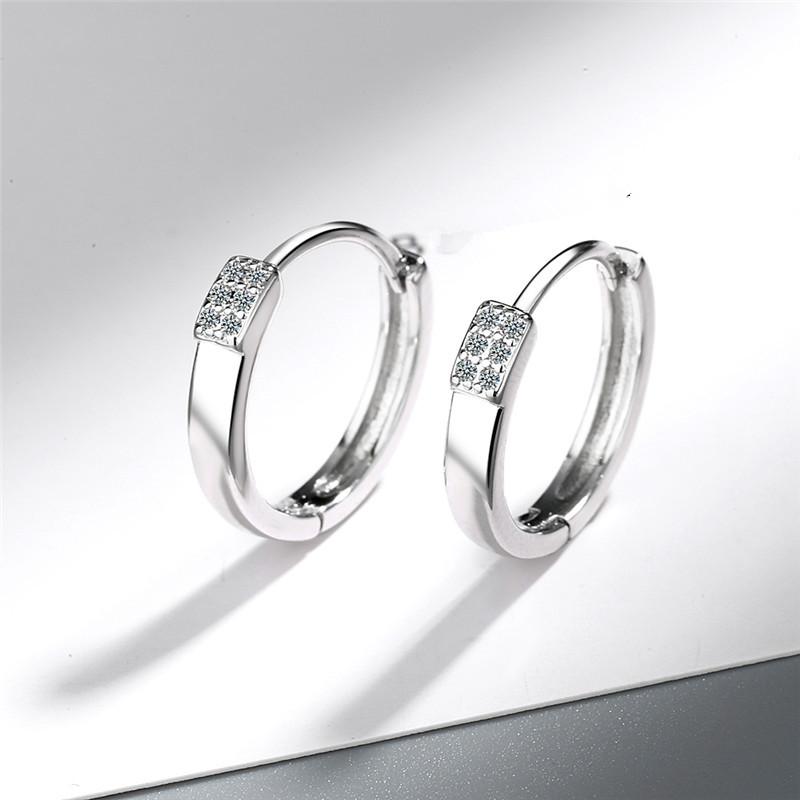 Charms Lady 925 Silver Hoops Earrings for Girls Ear Piercing Accessories Trend Crystal Stones Earring for Women Jewelry Fashion