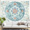 This Exquisite Blue And White Floral Tapestry Features a Bohemian Mandala Design, Perfect for Decorating Living Rooms, Game Room
