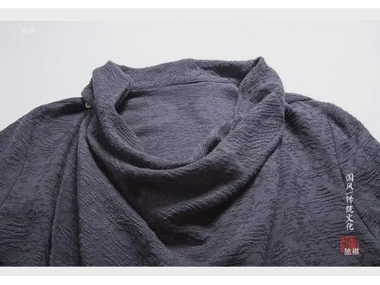 Мужская ветровка буддийского ханьфу весна/осень: Даосский халат средней длины из хлопка и льна