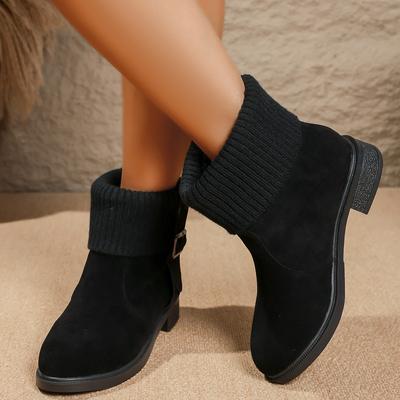 Женские зимние ботинки Модные универсальные женские туфли с круглым носком на осень-зиму Простые удобные женские полусапожки