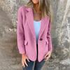 Женские куртки Повседневная куртка с лацканами и длинным рукавом Однотонное пальто для женщин