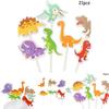 Dinosaur Cake Flags 21pcs Paper Party Decoration For Kids Birthday