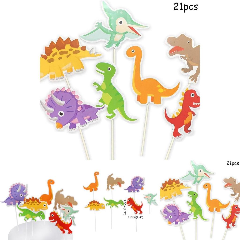 Dinosaur Cake Flags 21pcs Paper Party Decoration For Kids Birthday
