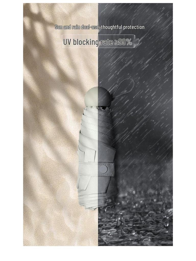 Женский мини-зонт двойного назначения: Компактный пятисложенный дизайн, Утолщенная ткань, Черный клей для защиты от УФ-лучей, Возможность нанесения логотипа на заказ