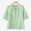 ZANZEA Women Casual Round Neck Loose Short Sleeve Cotton Blouse