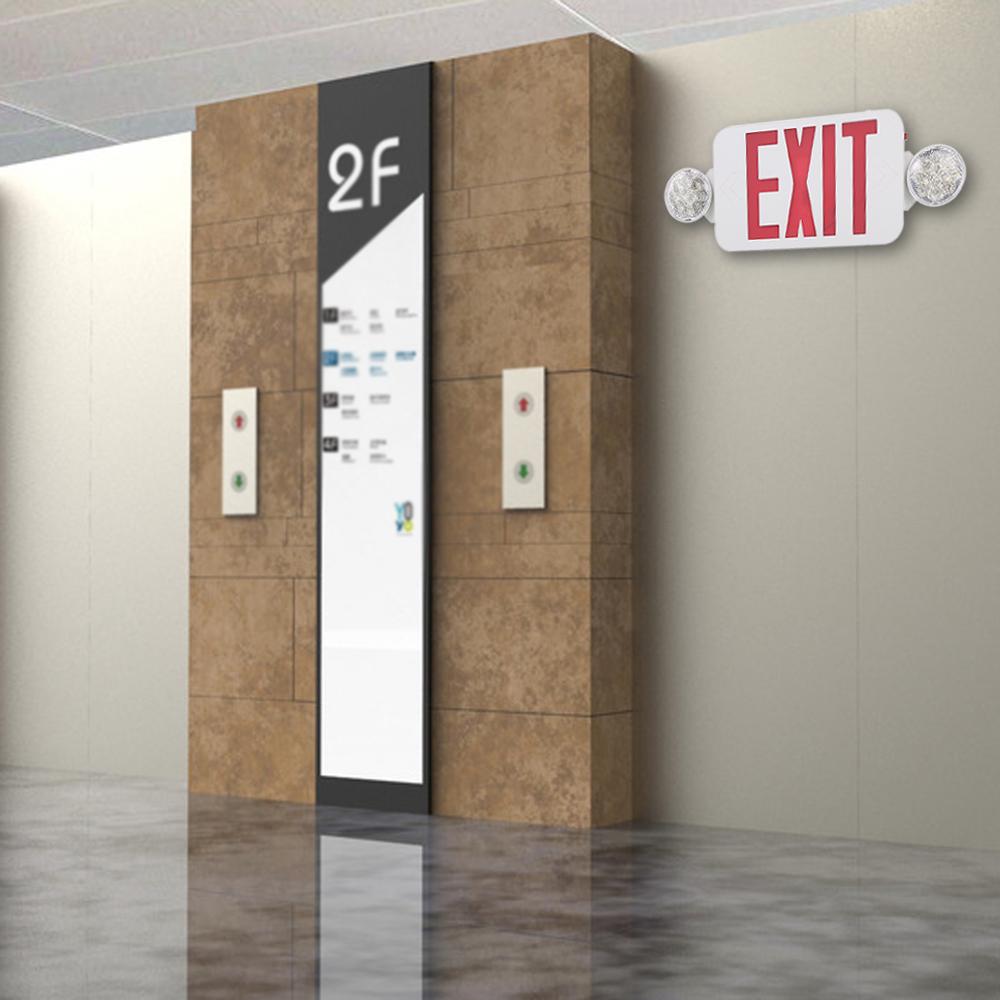 Красный светодиодный аварийный светильник AC120/277V с двумя регулируемыми головками и резервными батареями на стену