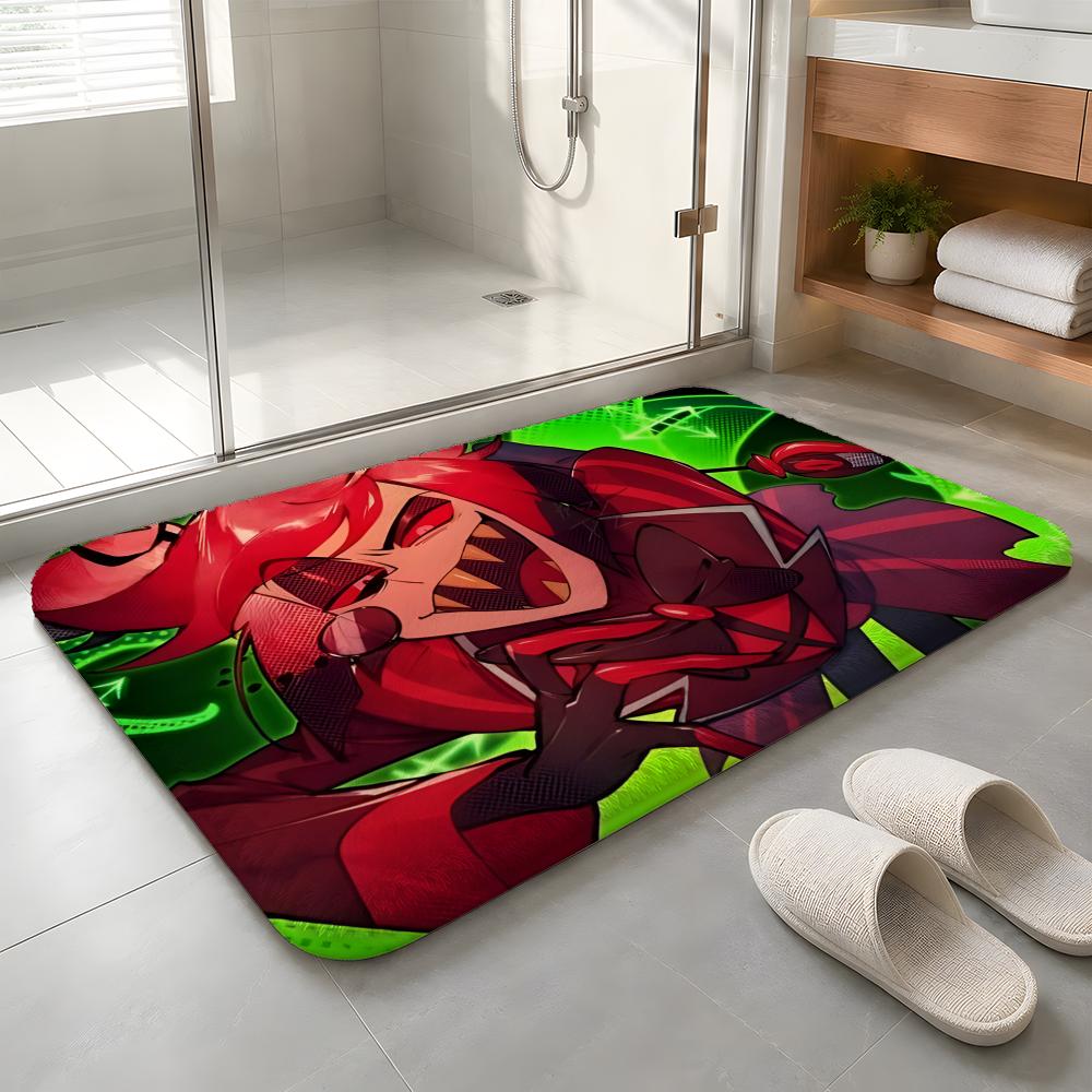 Hazbin Hotel Floor Mat Machine Washable Soft Flannel Area Rug, Non-Slip Absorbent Floor Mat for Living Room Bedroom