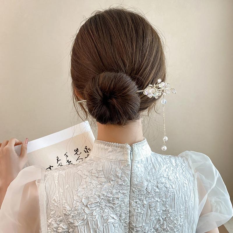 Ландыш древний стиль walking hairpin высокая чувственность классический жемчуг hanfu hairpin hairpin лето cheongsam disc hair hairpin