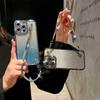 Роскошный чехол для телефона с блестящей бриллиантовой цепочкой и гальваническим покрытием для iPhone 16 Pro Max / 11 12 13 14 15 Plus с защитой для объектива