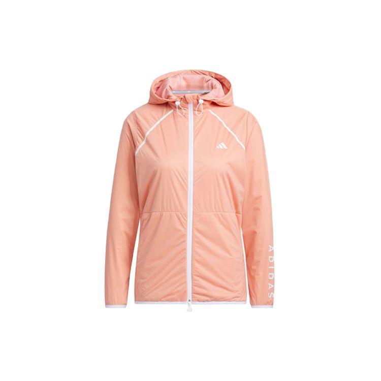 adidas Куртка Wind.Rdy с длинным рукавом и принтом логотипа, спортивная куртка с капюшоном для гольфа, женская куртка розового и коричневого цвета HY0849