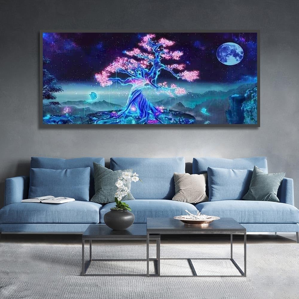 5D Diamond Art Painting Moon, Tree Diamond Painting Kit,DIY Full Diamond Crystal Art and Crafts, Gem Art Painting with Diamond Home Wall Decoration