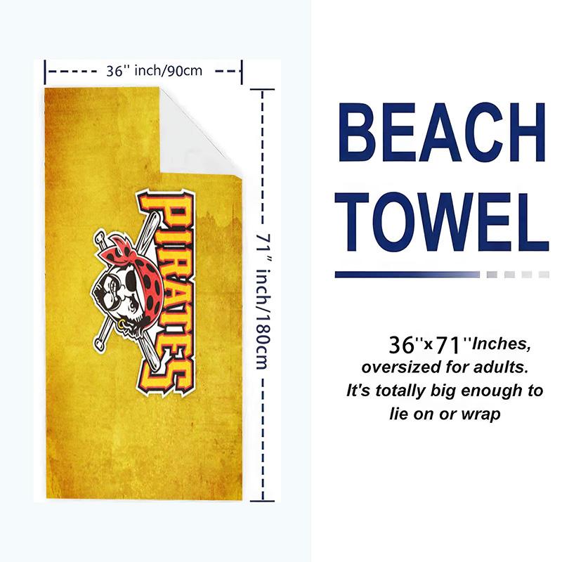 Pittsburgh Pirates Logo Print Beach Towel, Large Soft Quick Dry Towel for Beach Camping Swimming