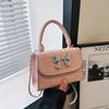 Spring Fashion Retro Butterfly Knot Shoulder Bag Street Style Pu Handbag Black White Pink Green