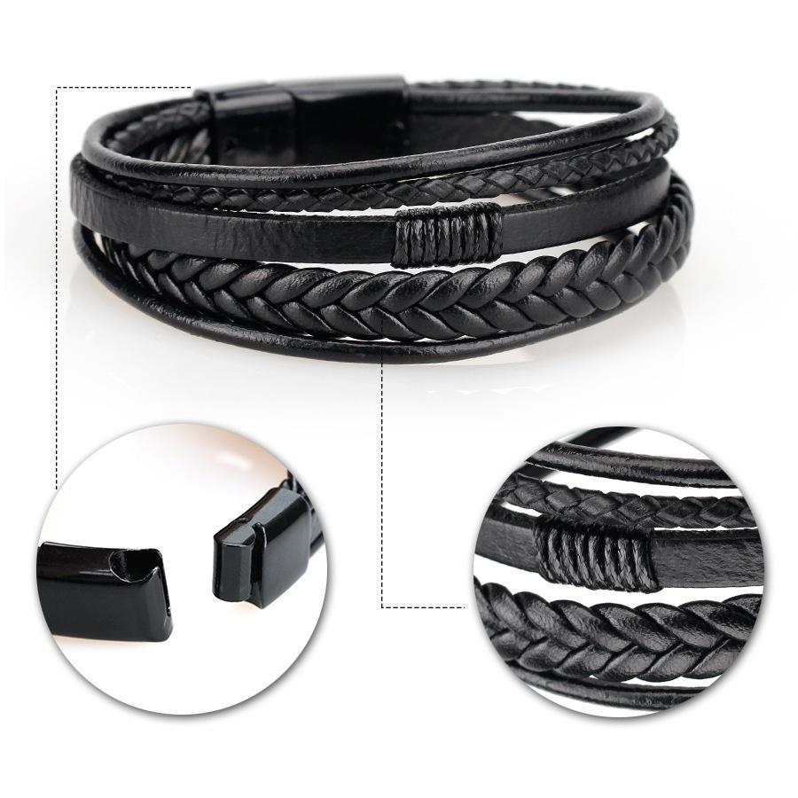 1PC Retro PU Leather Bracelets Multilayer Braided Rope Bracelets for Male Female Bracelets Jewelry