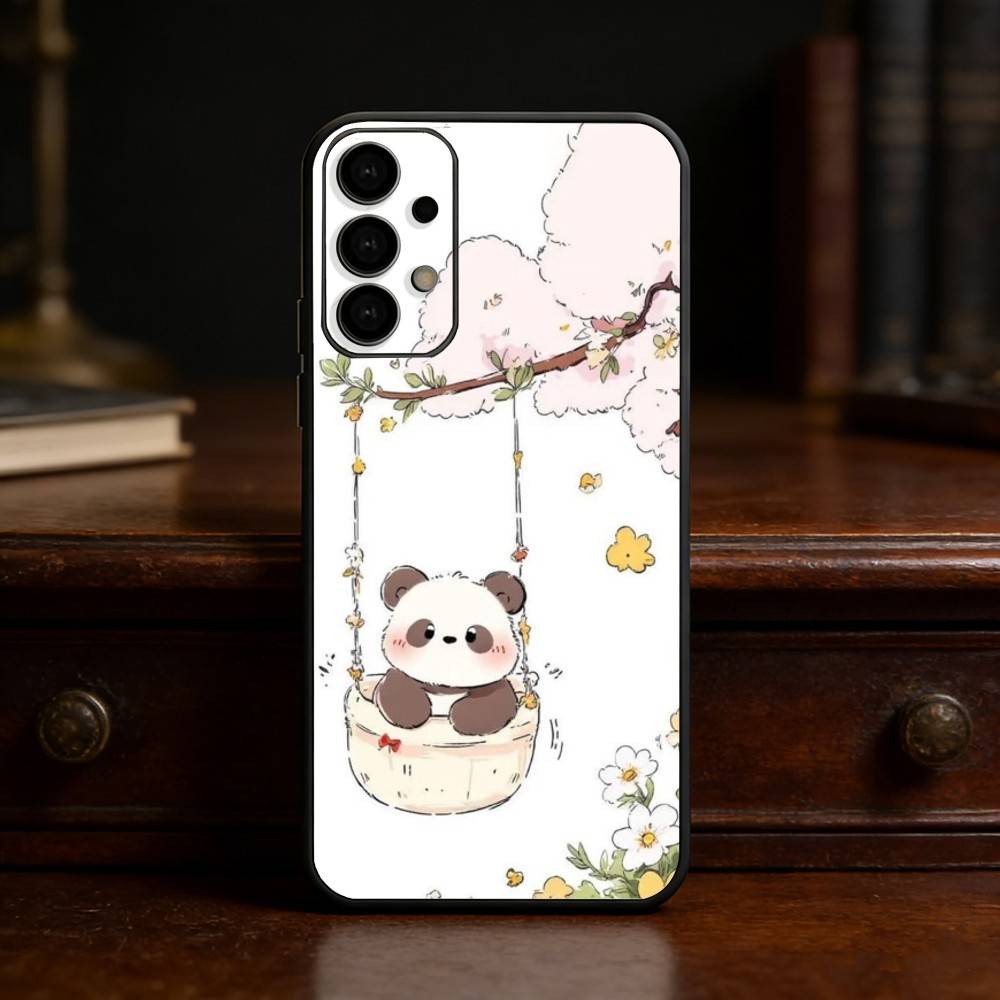 Смешной чехол для телефона с пандами P-Pandas для Samsung S25, S24, S21, S22, S23, S30, Ultra, S20, Plus, Fe, Lite Черный корпус