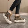 TUINANLE Winter Plush Casual Platform Shoes Woman Sneakers Slip On Shoes Women Flock Leopard Print Chunky Sneakers