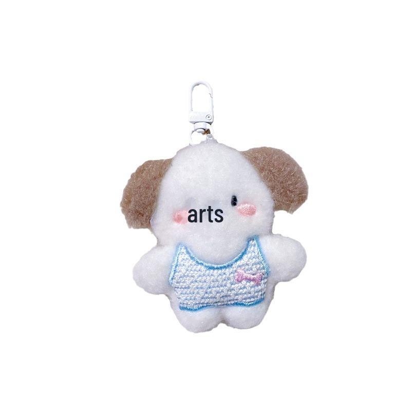 Брелок-подвеска в виде плюшевого мультяшного щенка с пищащим звуком, костью, креативной брошью и аксессуарами для волос