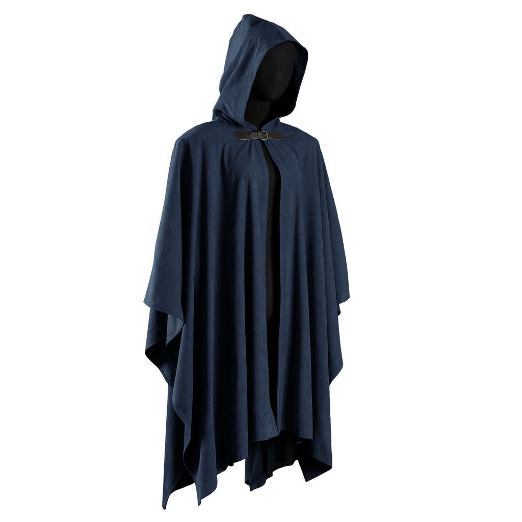 Unisex Medieval Vintage Halloween Cloak Corduroy Cosplay Performance Cloak Stage Costume