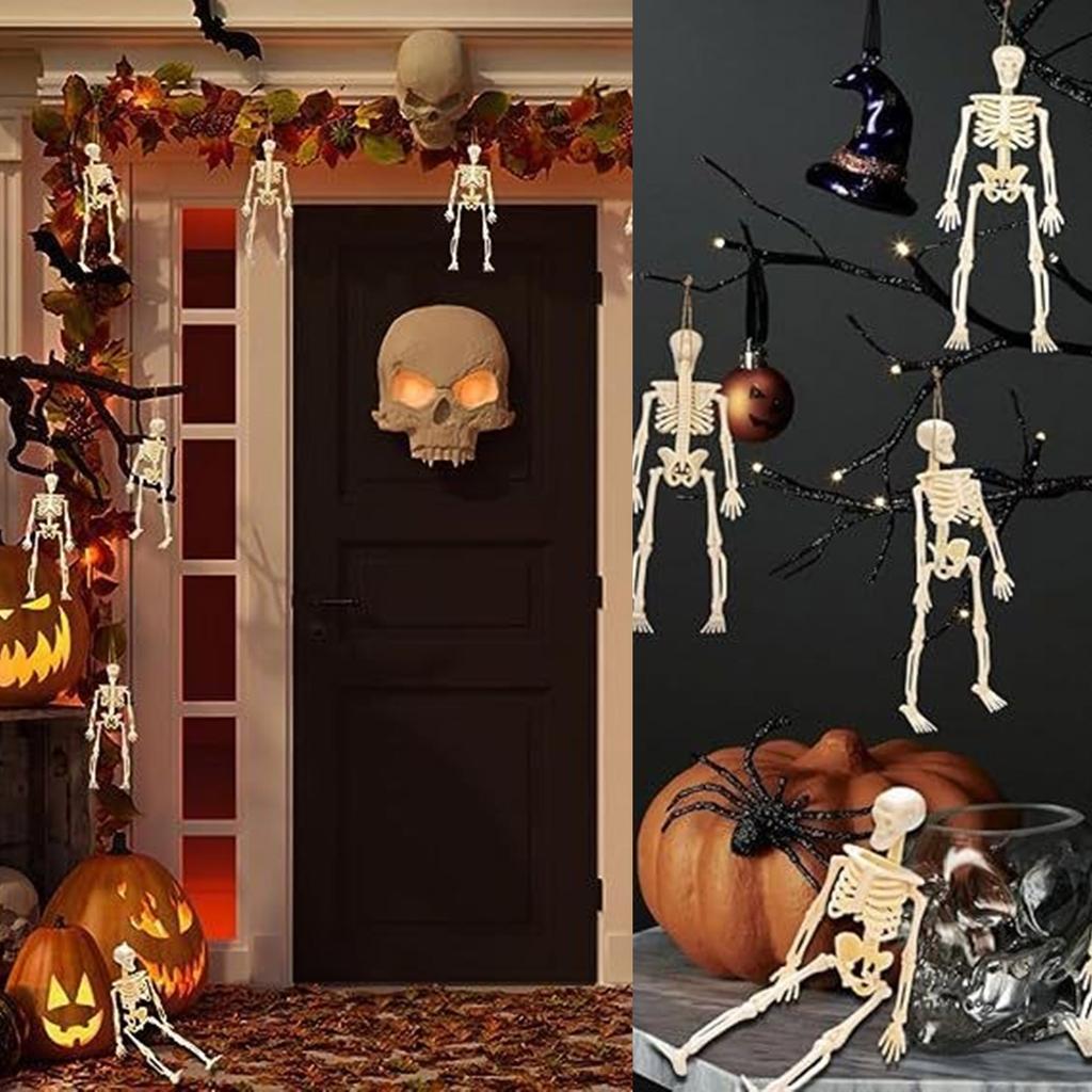 10Pcs Halloween Skeleton Figures Decors Movable Halloween Skeletons Figurine For Spooky Seasonal Home Ornaments