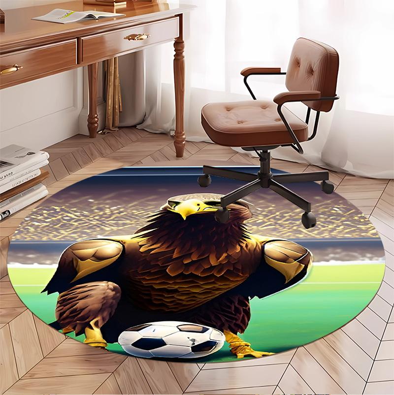 Go Ahead Eagles Pattern Round Rug, Indoor/Outdoor Mat, for Picnic, Gameroom, Bedroom, Office, Living Room, Home Decor Carpet, Birthday Gift