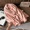 Scarf Women'S Winter Maillard Premium Korean Crumpled Solid Color Cashmere Casual Shawl Dual Use
