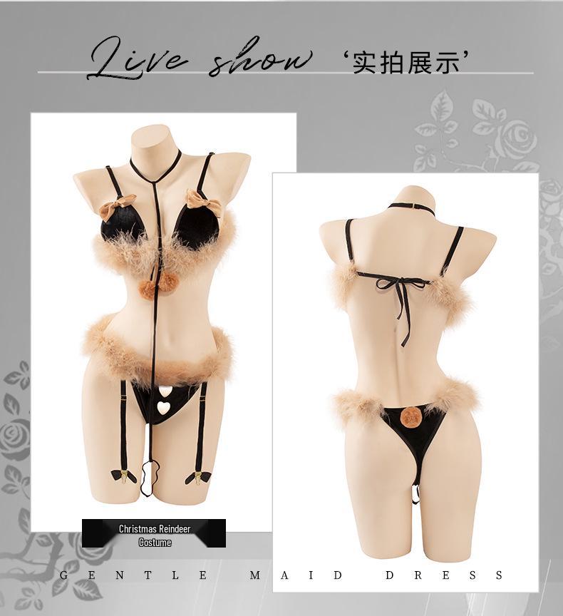 Man Yan Lingerie Sexy Reindeer Christmas Bowknot Set TNY9891